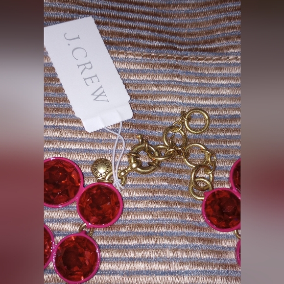 NWT J. Crew Sparkly Double-Drop Necklace/Earrings Pink - Picture 8 of 9